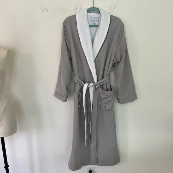 Majestic International Mens Robe Gray Size Small Medium Terry Wrap Belt Pockets - Picture 15 of 16